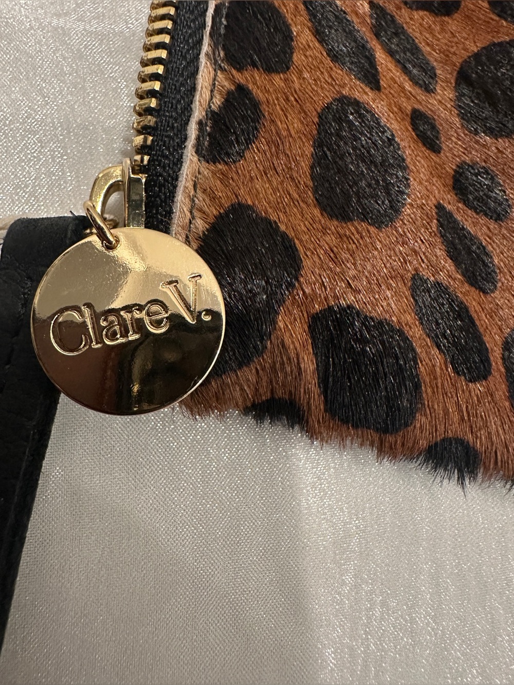 Clare V. Leopard Foldover Clutch Calf Hair Made in USA NWT - Picture 14 of 16